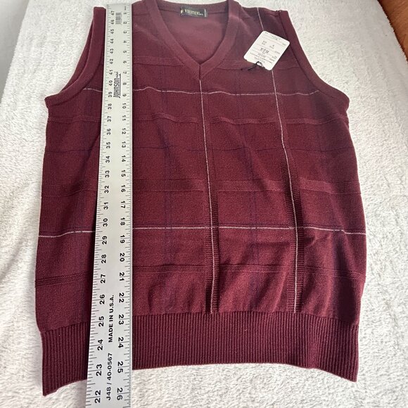 Viesteni Mens Burgundy Knit V-Neck Sweater Vest Large Pullover Japan Made New - Picture 9 of 9